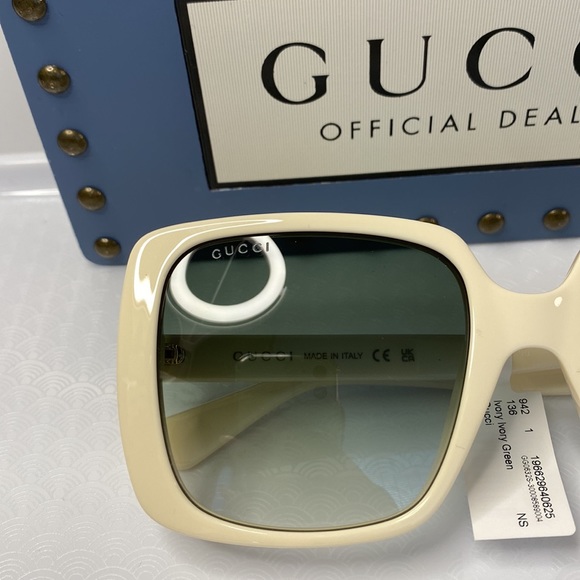 💯 - Gucci Cream/Grey Gradient GG0632S Square Sunglasses - Picture 10 of 15